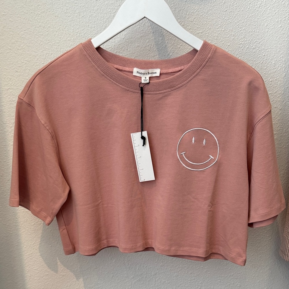 Newbury Kustom Pink Smiley Crop Top